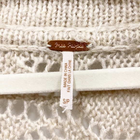 Free People Cream Wool Blend Open Knit Bat Sleeve Cardigan Sweater - Picture 2 of 9